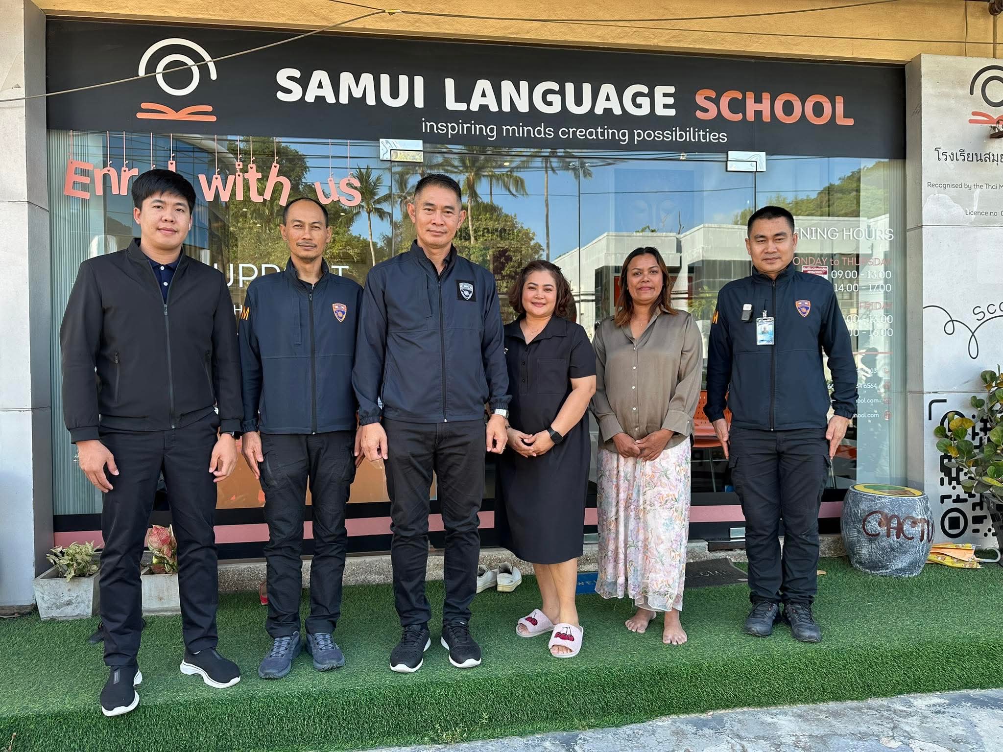 The team outside the school in Lamai, Koh Samui